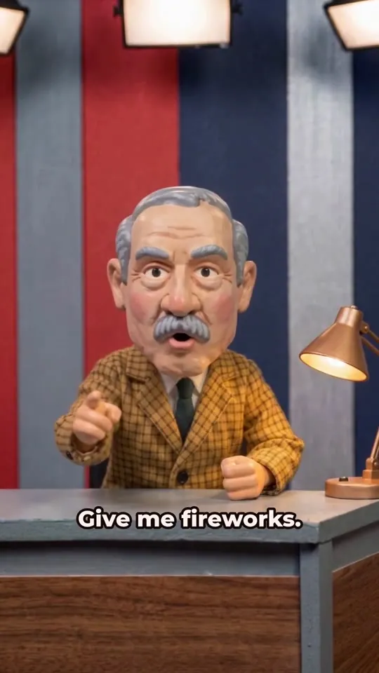Chip Callahan on set calling for fireworks, captioned “Give me fireworks.”